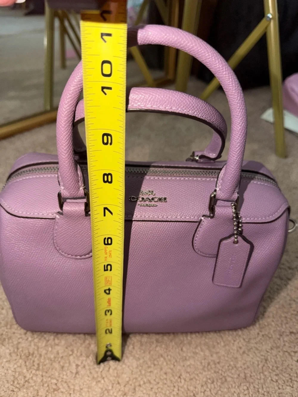 Coach Mini Bennett Satchel Lavender Crossbody Bag Lilac Leather Top Handle Purse - Picture 12 of 14